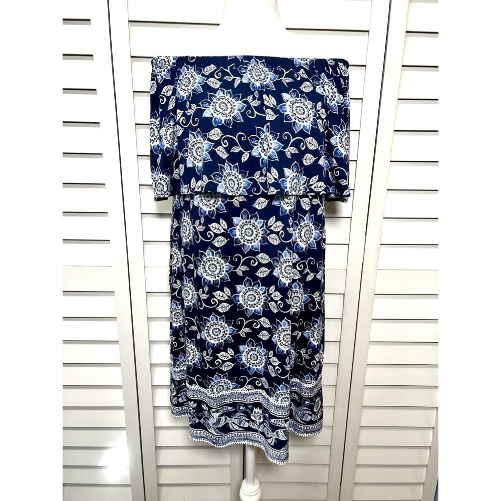 J. Jill Floral Off The Shoulder Knit Stretch A-Line Dress Women's Size Small NWT